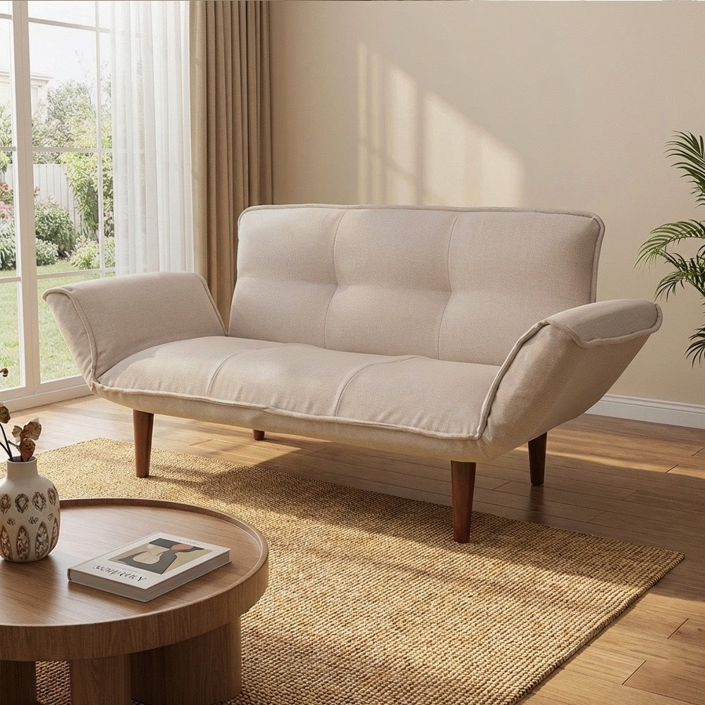 【CELLUTANE】日本製 獨立筒彈簧 A01雙人沙發加長型(2P) [棉麻材質]摺疊床沙發 布沙發 地板沙發