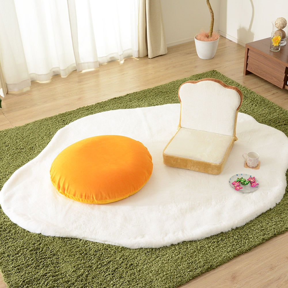 【CELLUTANE】荷包蛋地毯 (蛋白地毯+蛋黃抱枕) 地墊 腰靠 靠枕 地毯 床邊地毯 臥室地毯 客廳地毯
