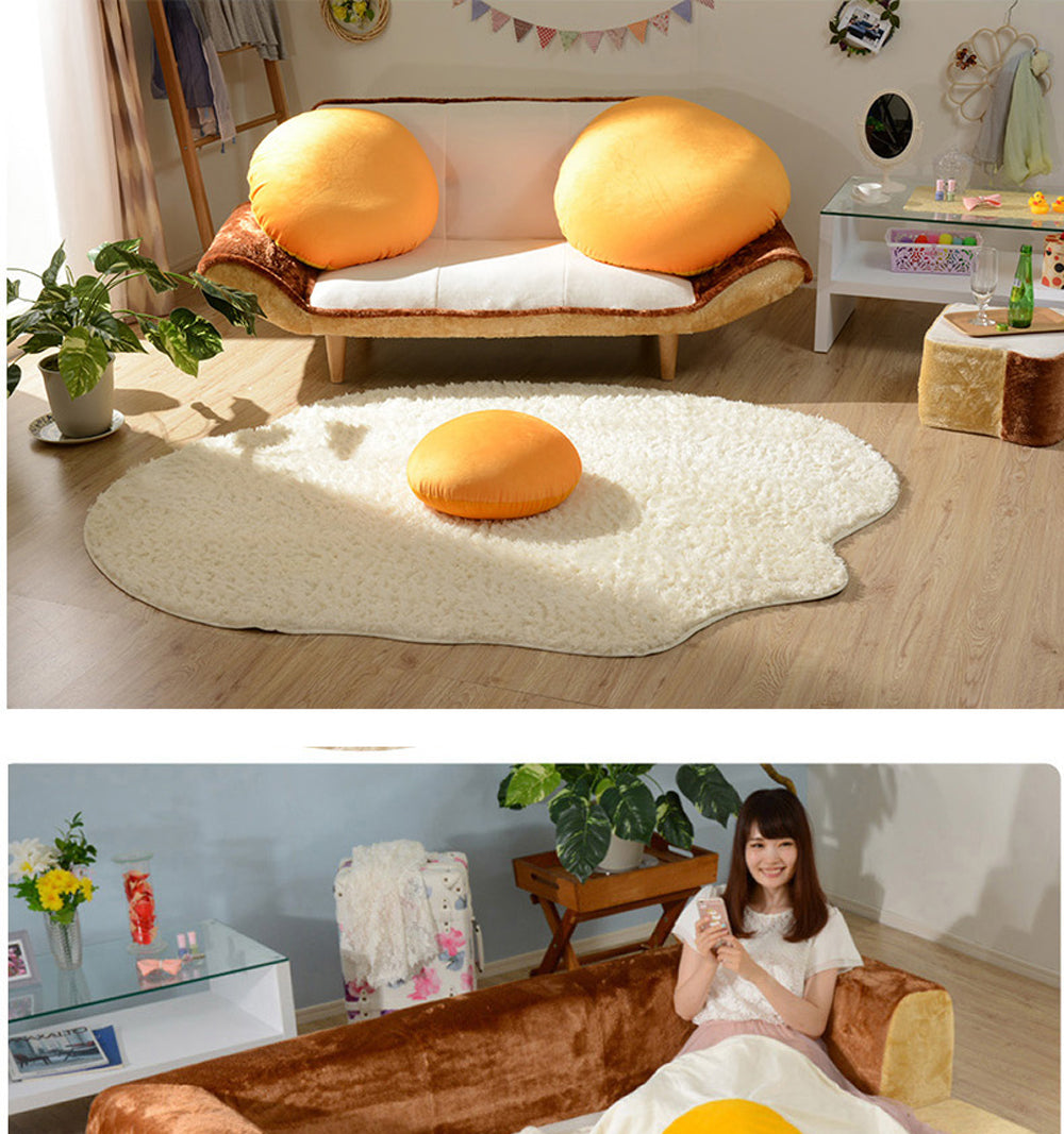 【CELLUTANE】荷包蛋地毯 (蛋白地毯+蛋黃抱枕) 地墊 腰靠 靠枕 地毯 床邊地毯 臥室地毯 客廳地毯