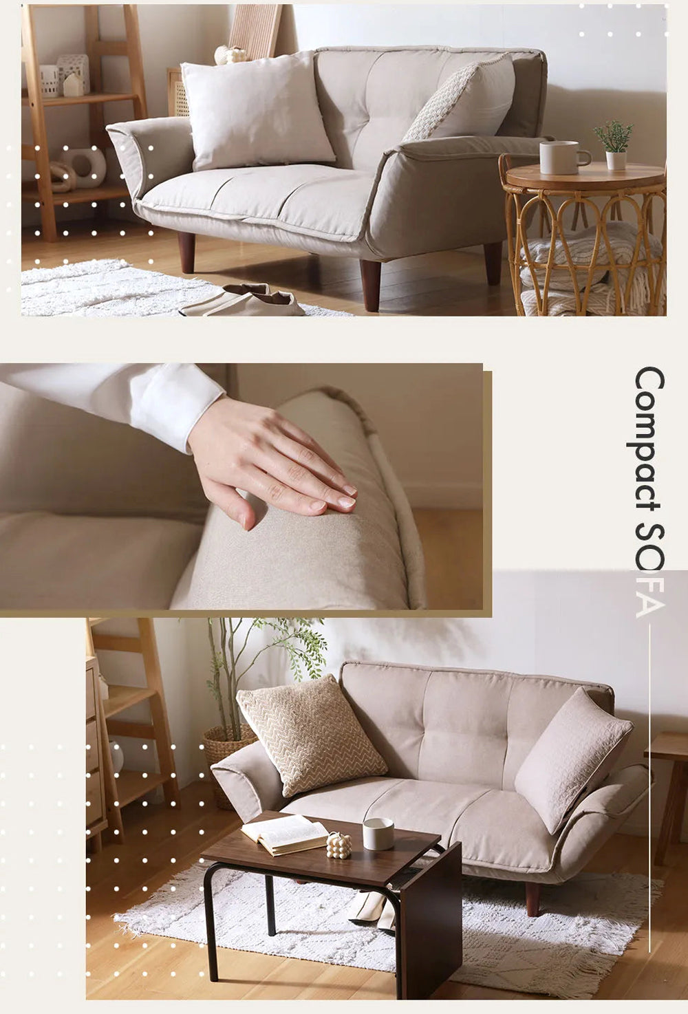 【CELLUTANE】 A01雙人沙發加長型(2P) [棉麻材質]日本製 獨立筒彈簧 摺疊床沙發 布沙發 地板沙發 兩人